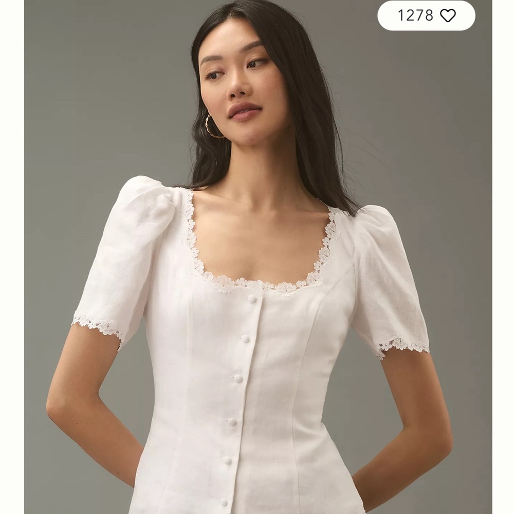 The Reformation Anabella Linen Top